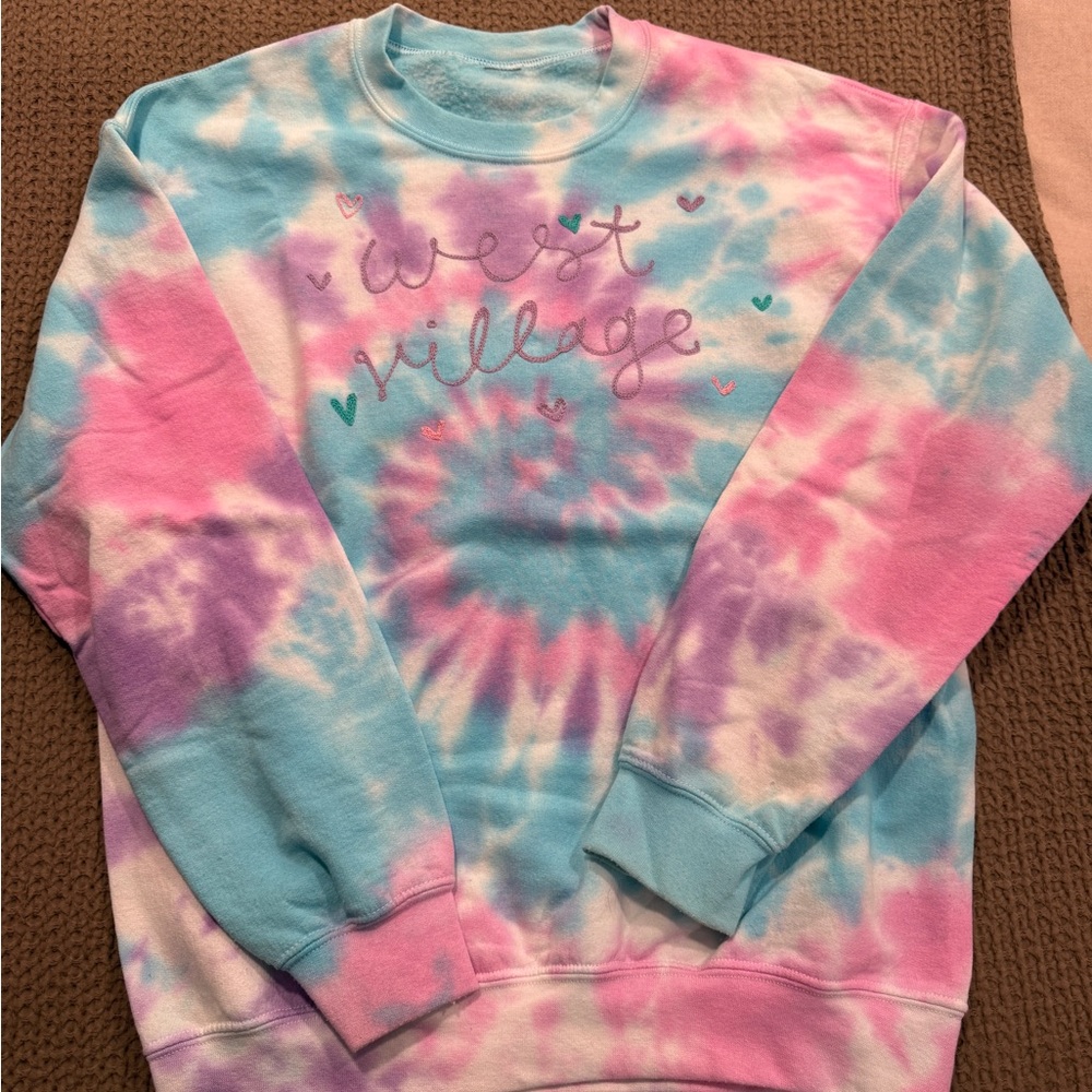 Stoney Clover Lane Tie-Dye Embroidered Sweatshirt